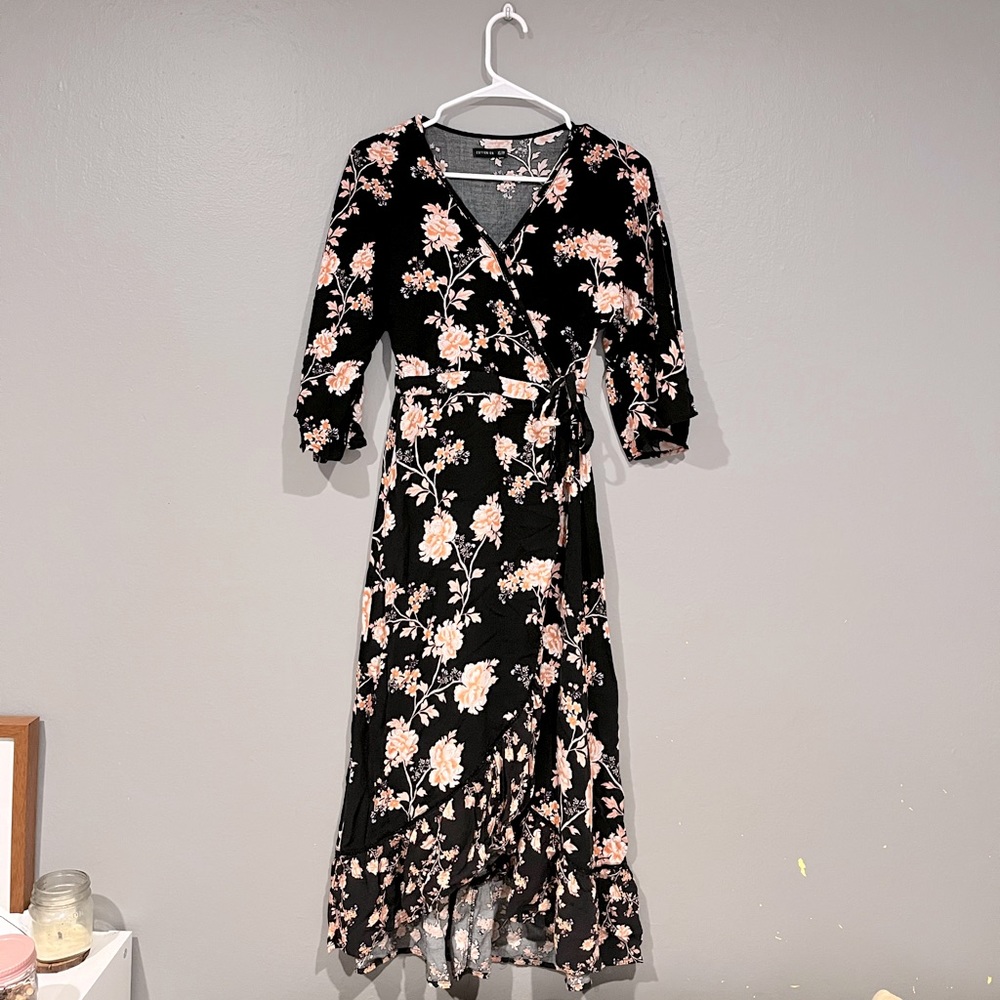 Cotton On Kimono Ruffle Wrap Midi Dress